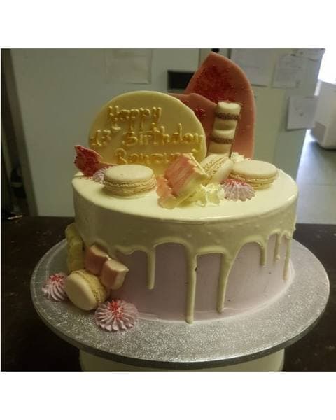 Pink & Vanilla Macaron Cake