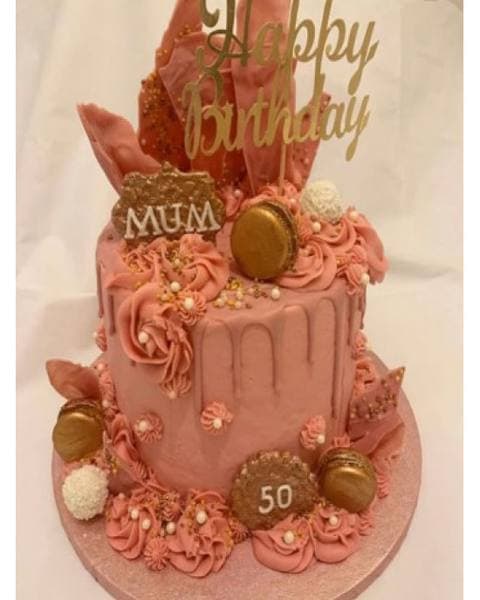 Bright Pink Macaron Cake