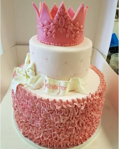 Pink Crown Ruffle Cake