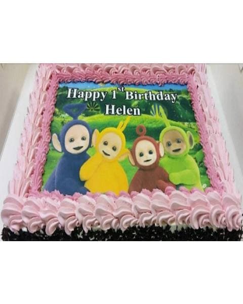 Pink Photo Print Square Cake