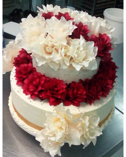 Red Blossom Two Tier Cake